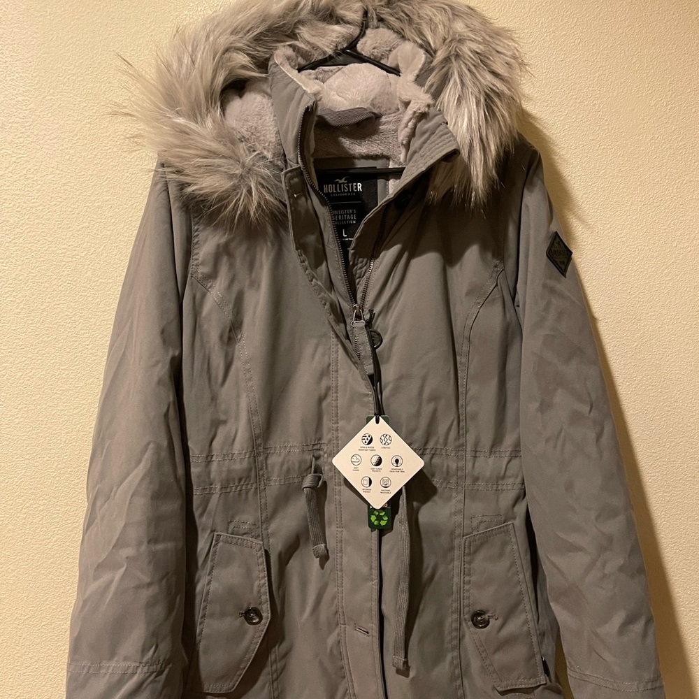 Hollister Gray Fur-Trimmed Parka